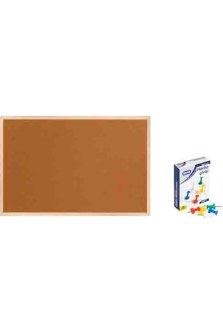 Panda 60x90 Cm Ahşap Çerçeve Mantar Pano + 1 Paket Harita Çivisi Pan116 60 Cm