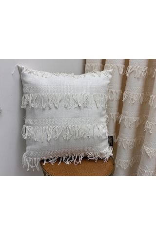 Nivemeshome Arven Ekru 45x45 Dolgulu Kırlent Kılıfı Ekru