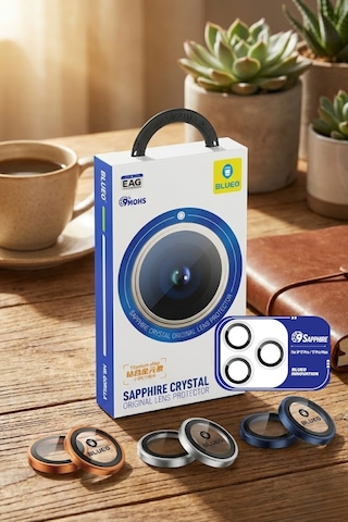 % 99.99 Gerçek Safir Titanyum Kasa Apple Uyumlu iPhone 17 Pro / 17 Pro Max Kamera Lens Koruyucu, Ar - Turuncu