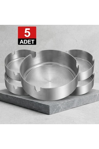 Premium 5'li Krom Kül Tablası Set 10 Cm Paslanmaz Çelik Şıklık