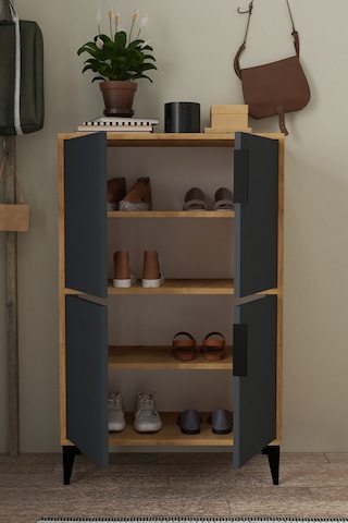 1403 Ada Ayakkabılık 4 Raflı 4 Kapaklı Çok Amaçlı Dolap Kiler Safir Antrasit Antrasit - Safir