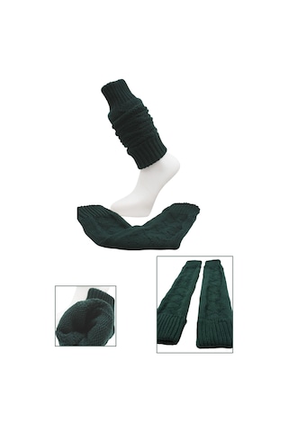 Kadın Yün Kışlık Dizlik Tozluk Çorap Yeşil