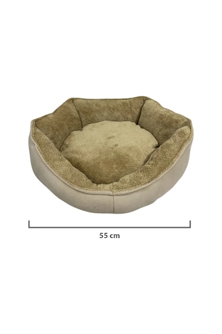 Pribor Yumuşak Silinebilir Kedi Ve Köpek Yatağı 55 Cm Çap Kahverengi