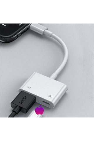 Gajeena İphone Uyumlu İpad İçin Lightning'den Hdmı'ye 1080p Hd Video Akış Adaptörü - Tv/projektör Ekran Yansıtma Kablosu Beyaz