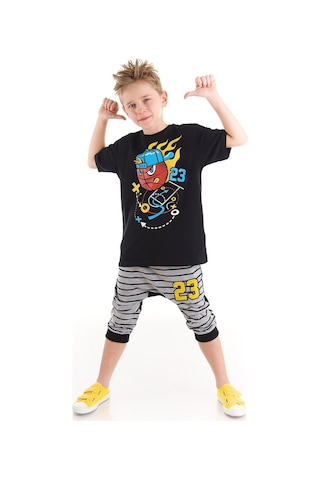 Denokids Mushi Basket Topu Erkek Çocuk T-Shirt Kapri Takım Çok Renkli