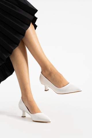 Lady Kadın Rugan Topuklu Ayakkabı Stiletto 5 Beyaz