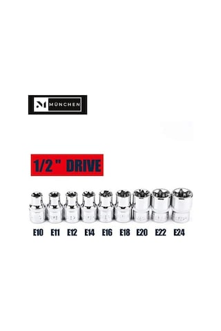 Lokma Takımı 9 Parça 1/2 E-torx Set