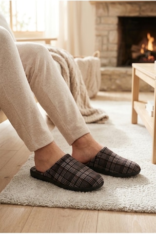 Relaxa Erkek Ev Terliği, Çeyiz Terliği, Kışlık Terlik, Ses Yapmaz Yumuşak Hafif Taban Kahverengi