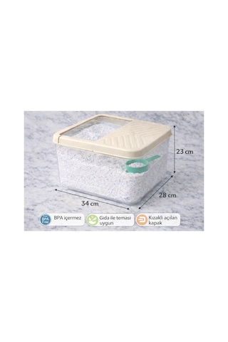 Büyük Boy Kapaklı Çok Amaçlı Saklama Kabı,16 Lt,erzak,deterjan,oyuncak Organizer,28x34x23 Cm Krem