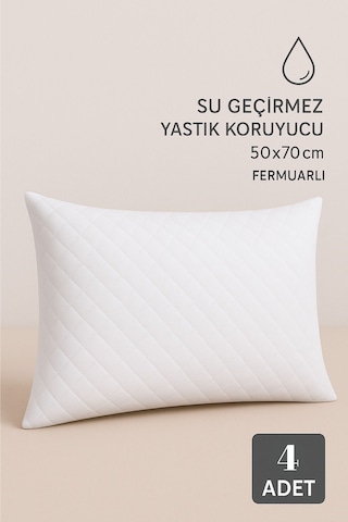 Marla Home Sıvı Geçirmez Yastık Koruyucu Fermuarlı - 50x70 Cm Sessiz Ve Terletmeyen Pamuk Kumaş 4'lü Beyaz Marla Home Sıvı Geçirmez Yastık Koruyucu Fermuarlı - 50x70 Cm Sessiz Ve Terletmeyen Pamuk Kumaş 4'lü Beyaz
