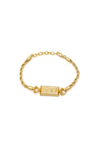 İmitasyon Altın Kaplama Burgu Desenli Külçe Bileklik Blk-1155 Altın