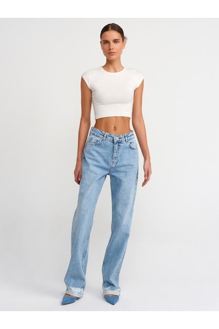 Dilvin Kadın Pamuk Ve Modal Karışımlı Crop Top T-shirt - 30528 001
