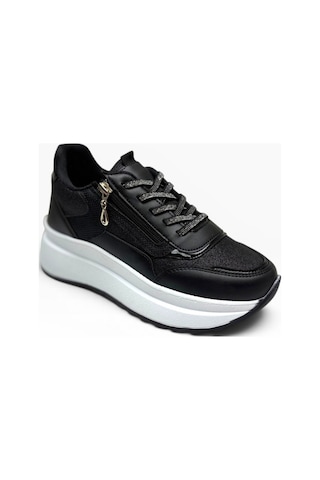 Alves 0846-26 Simli Cilt Deri Anatomik Taban Kadın Sneaker Siyah Beyaz 36-40