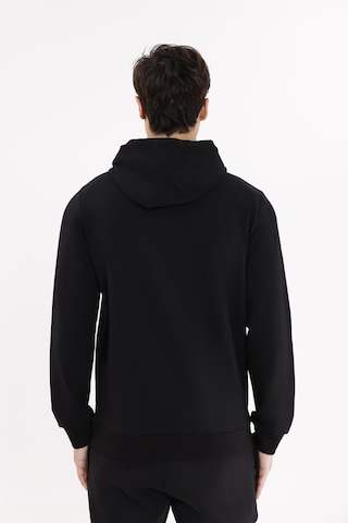 Rowinger Omuz Panel Detaylı Fermuarlı Kapüşonlu Erkek Sweatshirt Black