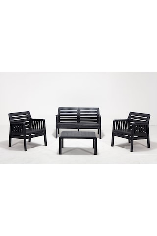 Lara 2+1+1 S Bahçe Balkon Teras Oturma Grubu Mindersiz - Antrasit