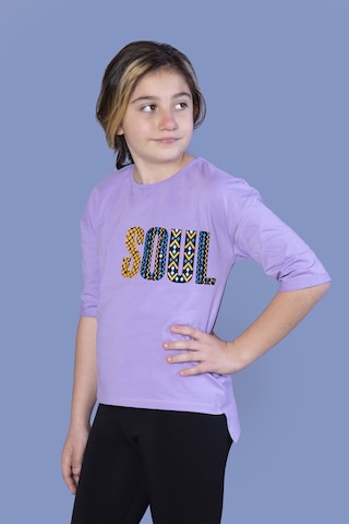 Toontoy Kids Toontoy Kız Çocuk Soul Baskılı Tişört Lila