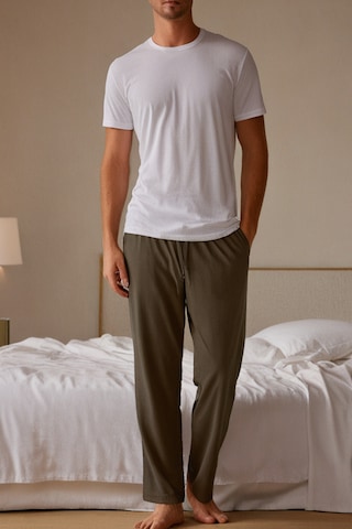 Elemge %100 Pamuk Süprem Erkek Pijama Altı Haki Cepli Rahat Kalıp Relax Fit Lastikli Ipli Terletmez Esnek