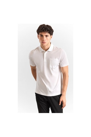 Süvari Beyaz Regular Düz Baskısız Düz Fermuarlı Polo Yaka Tişört Ts1014000442-bey