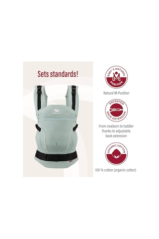 Manduca First Ergonomik Bebek Taşıyıcı 3 Taşıma Pozisyonu, Ayarlanabilir ve Konforlu Portbebe Nane Tek Ebat