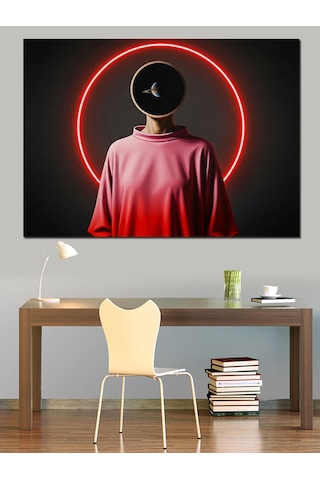 Neon Işıklı İnsan Figürü Dekoratif Kanvas - Mdf Ahşap Tablo