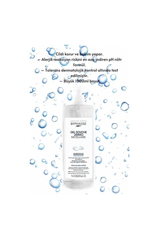 Byphasse Dermo Micellar Surgras Kuru Ve Normal Ciltler İçin Misel Duş Jeli 1 L