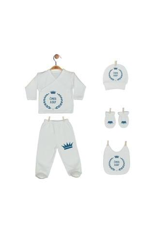 Pia Baby Gl 2008 İsme Özel Taçlı Yastık Zıbın Set Mavi