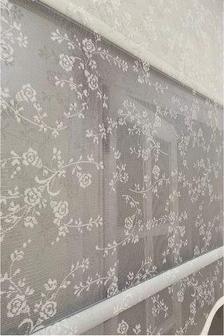 İncilifehome İcl4003 Çift Mekanizmalı Dal Desenli Tül Ve Stor Perde Kırık Beyaz Kırık Beyaz