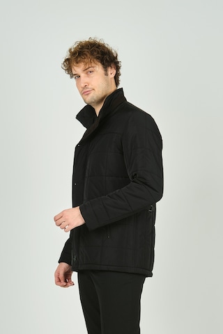 Daynax Erkek Dik Yaka Düğme Ve Fermuar Kapamalı Uzun Kaban 3000 Siyah Siyah