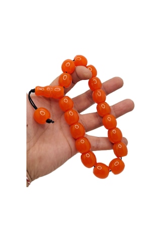 Han Ticarethane Büyük Boy Özel Model Somon Turuncu Renk Efe Maskot Toz Kehribar Tesbih