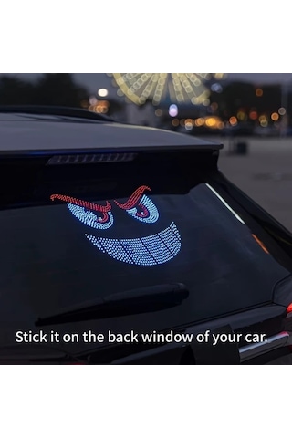 Willowhaven 3 Adet Akıllı Led Araba Dekoratif Işıkları Red White 11 Mod Renkli Işık Modları Şeytan Gözü Dinamik İfade Ekranı Usb Fişli Araba Çıkartma Işıkları