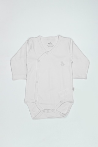 Erturkstore Organik Natural Basic Style Kruvaze Uzun Kol Body Bs17102 Beyaz Çok Renkli