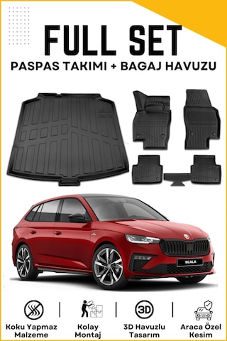 Skoda Scala 2025 Model Birebir Uyumlu Bagaj Havuzu+paspas Seti