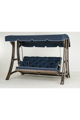 Akasya Ladin Ahşap Salıncak Dış Mekan Bahçe, Teras Salıncağı -lacivert Lacivert