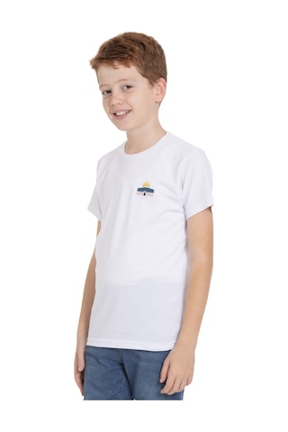 Zaytoon Unisex Çocuk Kısa Kollu Yan Renki Kübbet'ü Sahra Nakışlı Tişört Beyaz