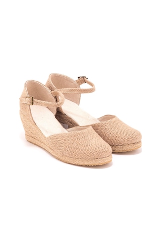 Star Tombis Gerçek Elişi Bilekten Bantlı Topuğu Açık Keten Espadril Dolgu Topuk Handmade Çok Renkli