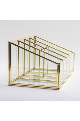 6 Bölmeli Cam Organizer Pirinç & Gold