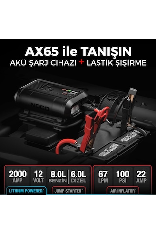 Noco Ax65 12v Lityum 2000amp Akıllı Akü Takviye + Pompa + Powerb