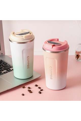 Hangfox 510ml Akıllı Sıcaklık Gösteren Paslanmaz Çelik Vakumlu Termos Bardak, Sıcak/soğuk Saklama, Araç Ve Seyahat İçin Sızıksız - Yeşil Degrade Yeşil