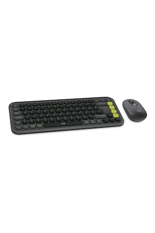 Logıtech Pop Icon Combo, Siyah-yeşil, 920-013075, Kablosuz, Türkçe Q, Klavye Mouse Set Lazer