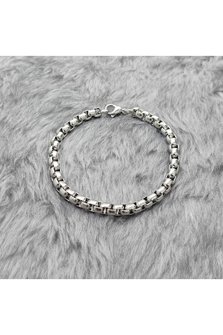 Chavin 6 mm. 21 cm. Gri Çelik Erkek Bileklik er33-6 Çelik