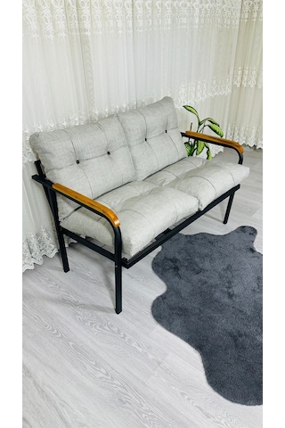 Madame Home Kasımpatı Balkon, Bahçe, Cafe Metal Kanepe Koltuk Takımı 2'li Açık Gri