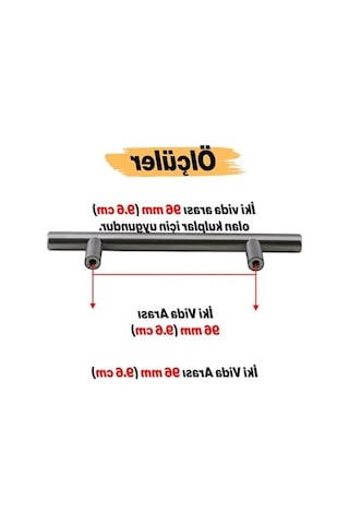 10 Adet Pürüzsüz İnox Metal Kulp - 96 Mm Uzunluk A.Ağaç
