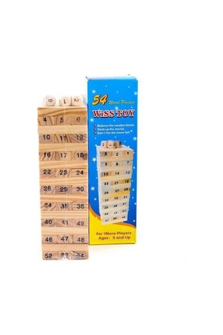 Sayılı Jenga Ahşap Oyuncak Denge Oyunu Ahşap Blok