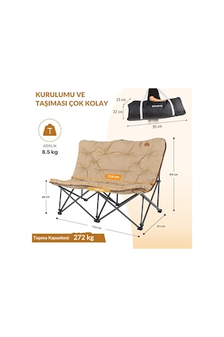 Kingcamp Lemon Lux Double Ultra Konforlu Çift Kişilik Kamp Sandalyesi Khaki Bej