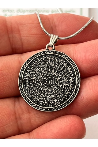 Esmaül Hüsna Ve Faziletleri Dua Temal Manevi Koruyucu Dini Çelik Kolye Gümüş