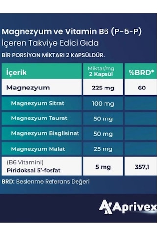 Aprivex Magover Magnezyum 60 Kapsül