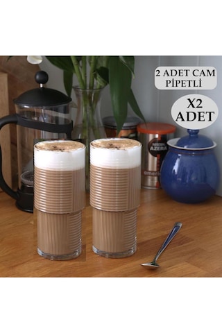 8 Adet Soğuk,sıcak Kahve Bardağı Cam Pipetli
