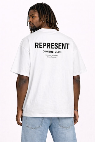 Camblys Unisex Kadın Erkek Represent Sırt Baskılı Oversize Kalın Kumaş Bol Kesim Pamuklu T-shirt Beyaz