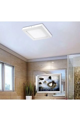 24 Watt Günışığı Ledli Çok Kaliteli Sıva Üstü Tavan Armatür 22 X 22 Cm Kare Sıva Üstü Tavan Armatürü Beyaz