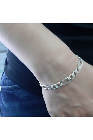 925 Ayar Gümüş Figaro Model Erkek Bileklik 7 Mm